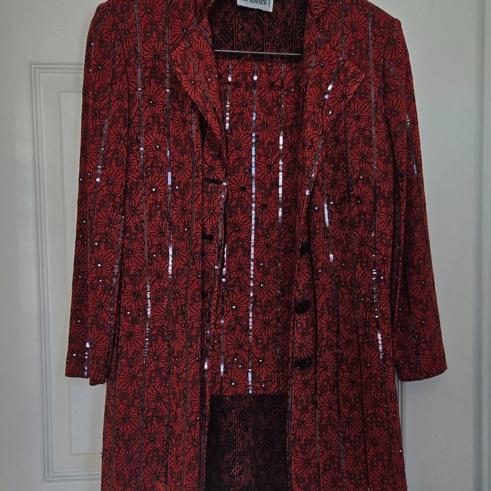 St. John Evening Jacket and Skirt. Gorgeous deep red. Size Small